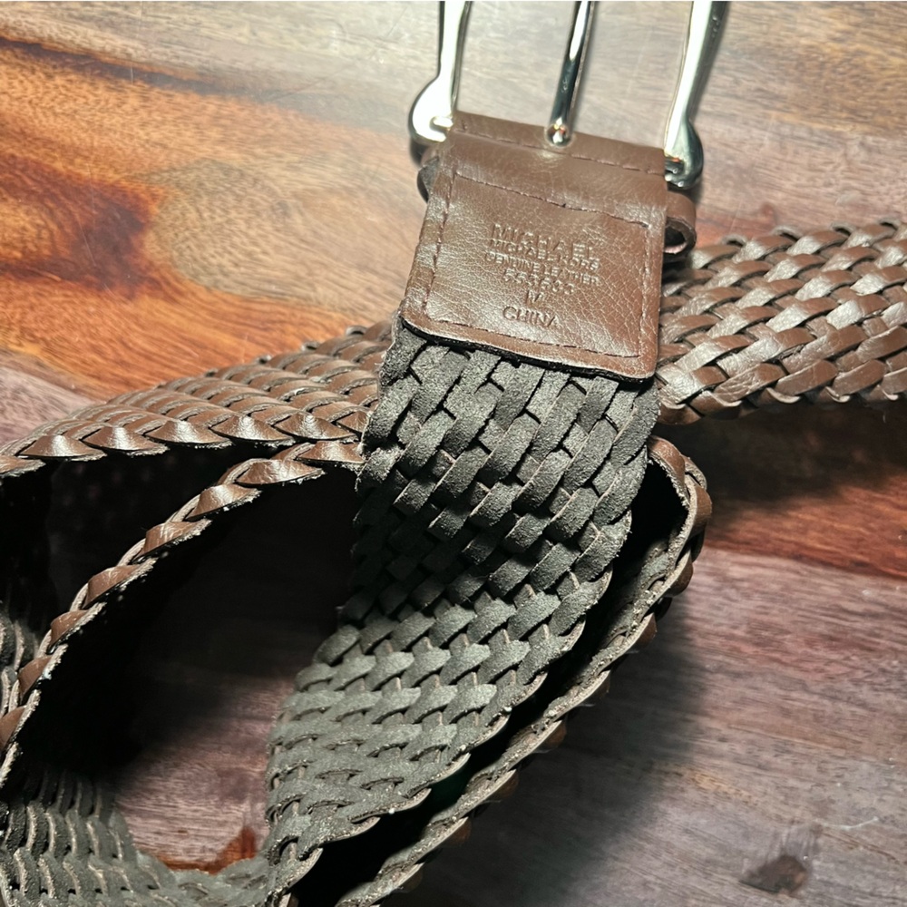 Michael Kors Brown Woven Leather Belt